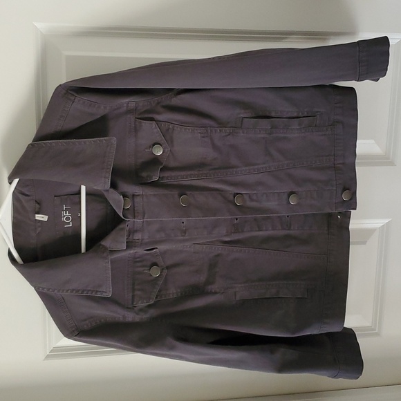 Loft Gray Crop Lightweight Jean Style Jacket Size M - Picture 1 of 10